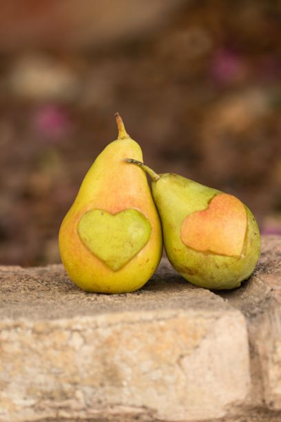 healthy eating, pear, hearts, fall colors, love your food